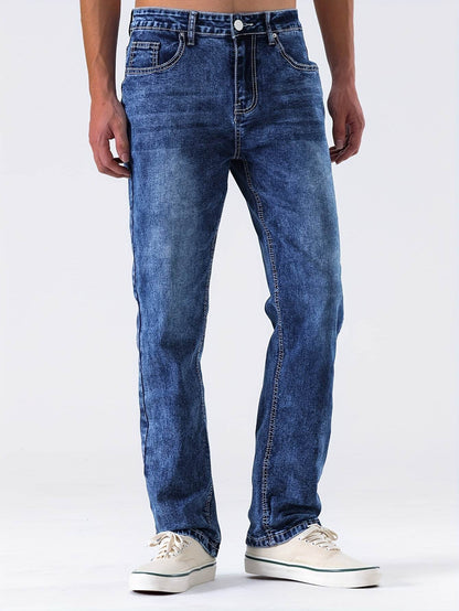 Men's Slim Fit Stretch Denim Jeans - Street Style for All Seasons - Buy Center US