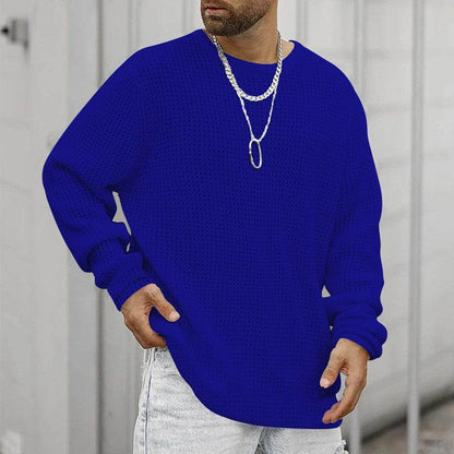 Casual Men's Long Sleeve Crew Neck Pullover - Loose Fit, Multiple Colors - Buy Center US