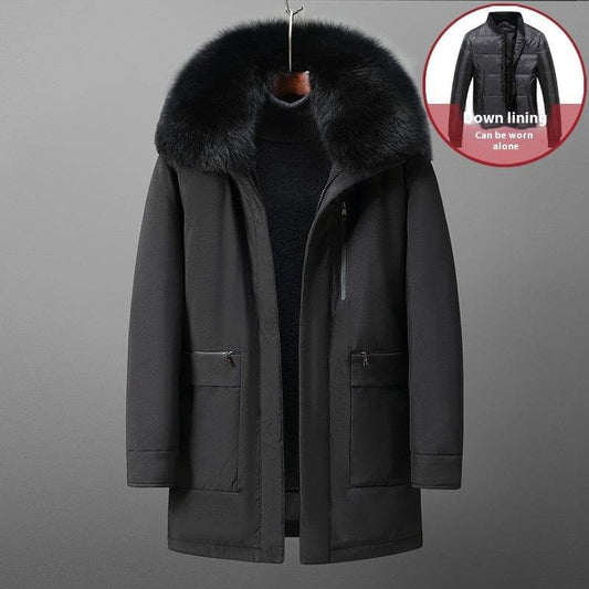 Buycenter Men's Down Jacket - Mid-Length, Thick & Stylish for Daily Wear - Buy Center US