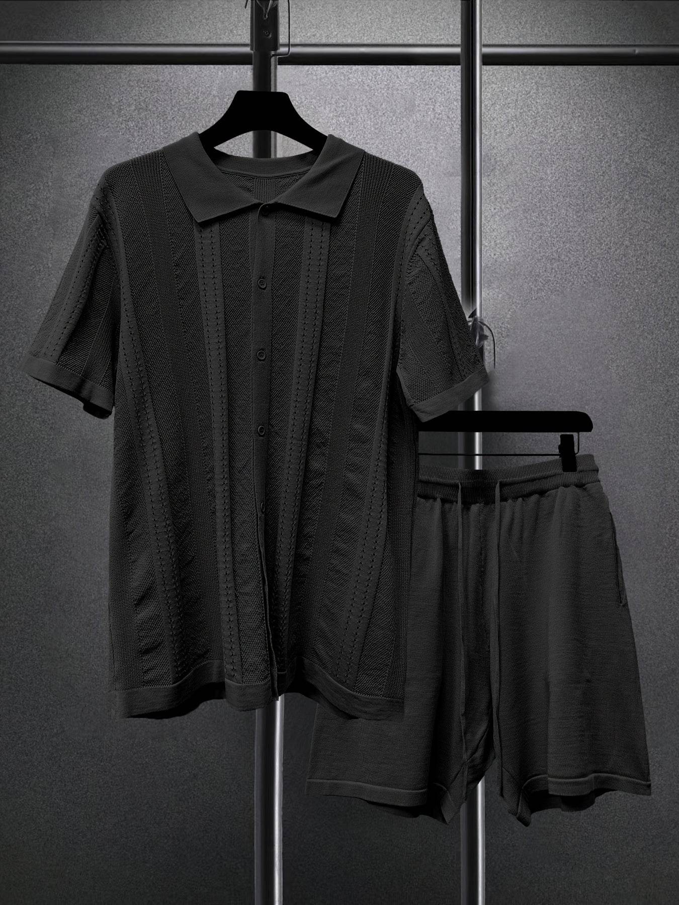 Men’s Casual Summer Knit Polo & Shorts Set - Breathable Lightweight Polyester - Buy Center US