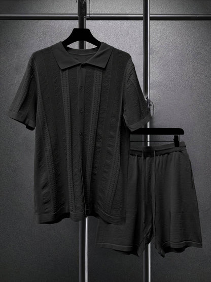 Men’s Casual Summer Knit Polo & Shorts Set - Breathable Lightweight Polyester - Buy Center US