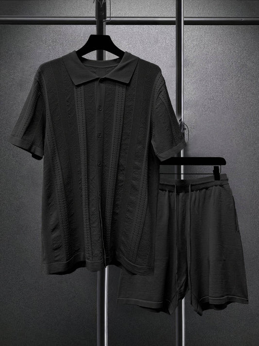Men’s Casual Summer Knit Polo & Shorts Set - Breathable Lightweight Polyester - Buy Center US