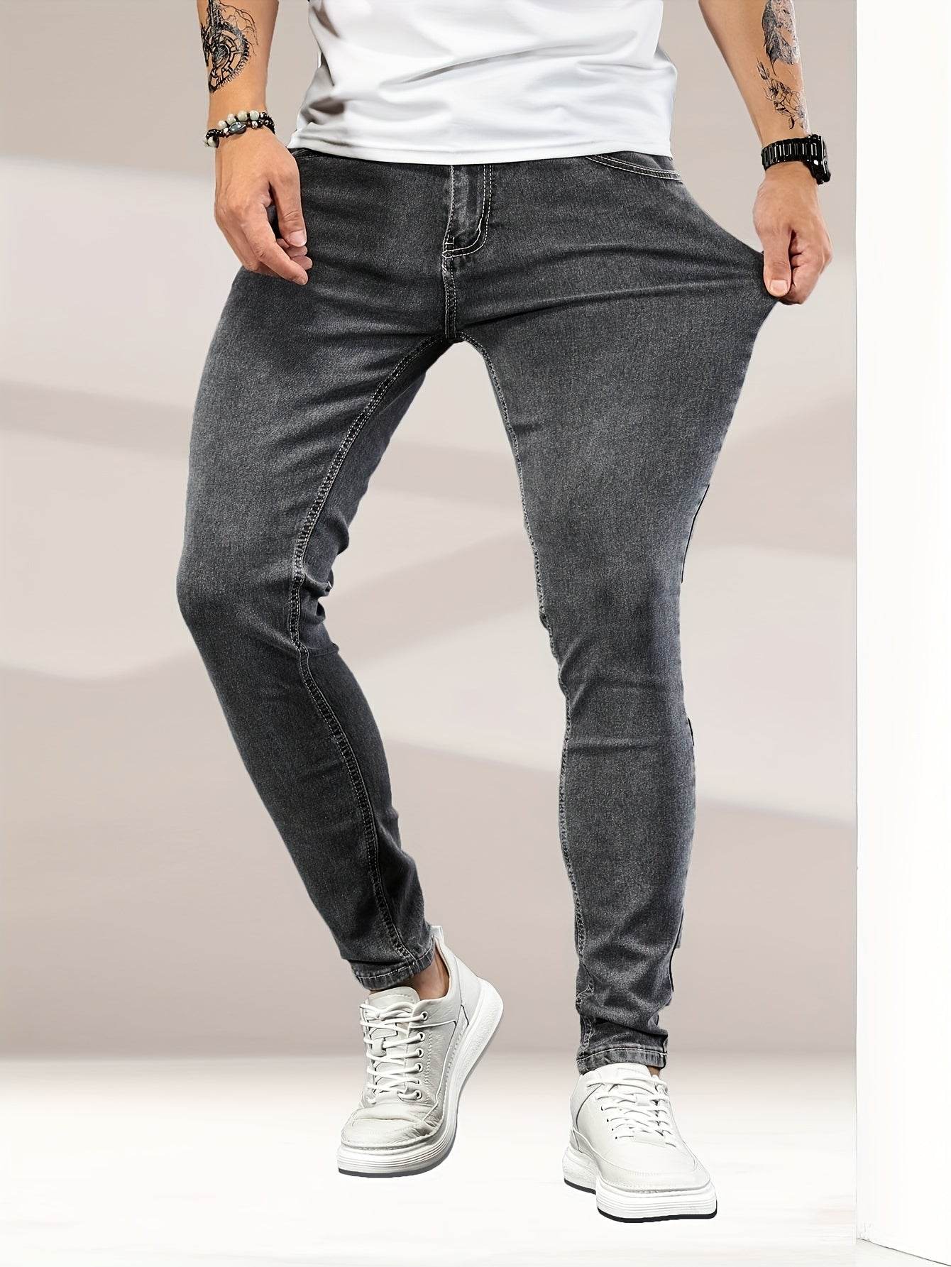 Men's Mustard Yellow Slim-Fit Jeans - All-Season Casual Comfort - Buy Center US