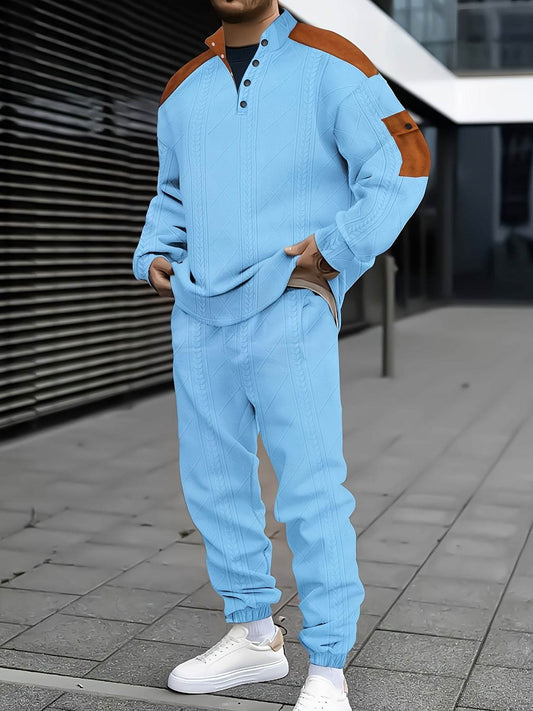 Casual Men's Jacket and Pants Set - Comfortable V-Neck, Perfect for Fall - Buy Center US