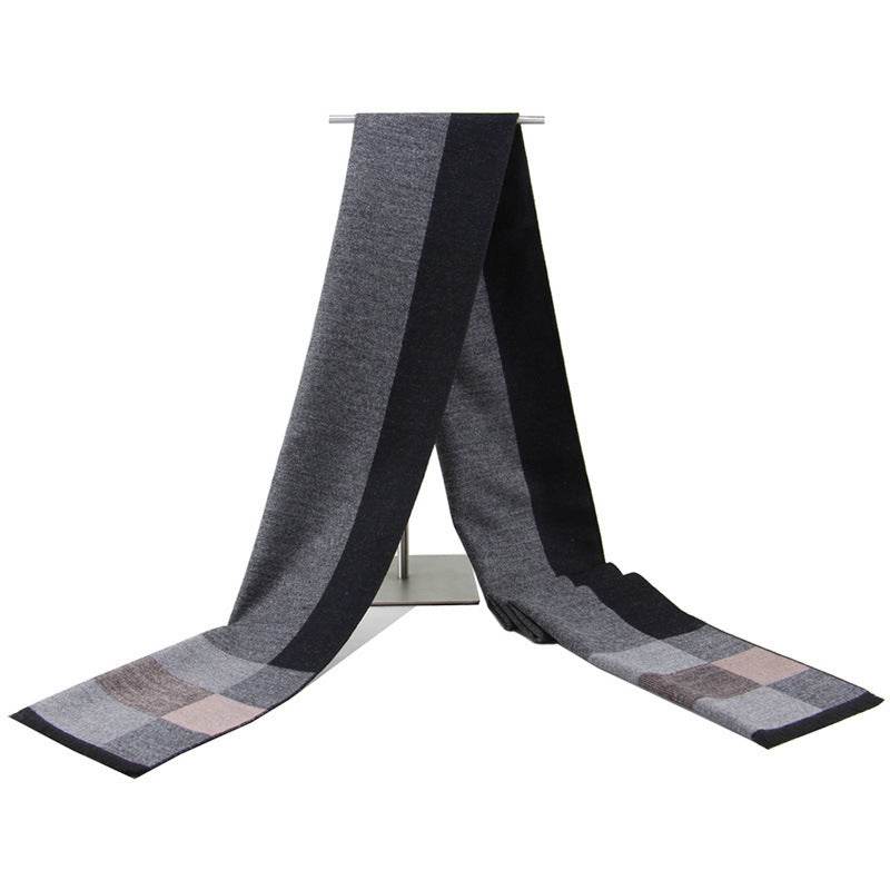 Buycenter Men's Knitted Plaid Scarf - Warm Jacquard Design for Winter - Buy Center US