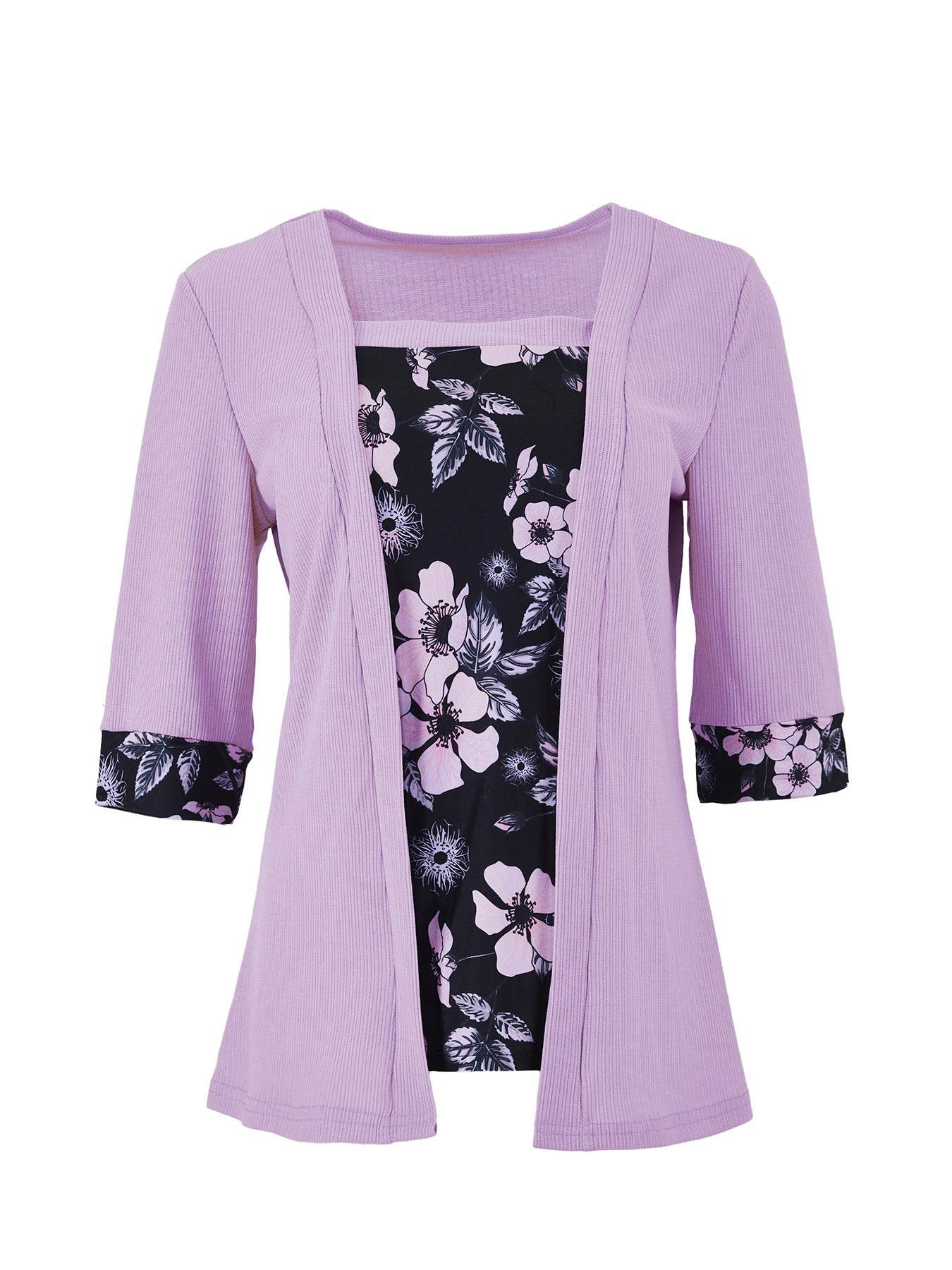 Women's Printed Two-Piece Half Sleeve T-Shirt - Stylish Comfort Top - Buy Center US