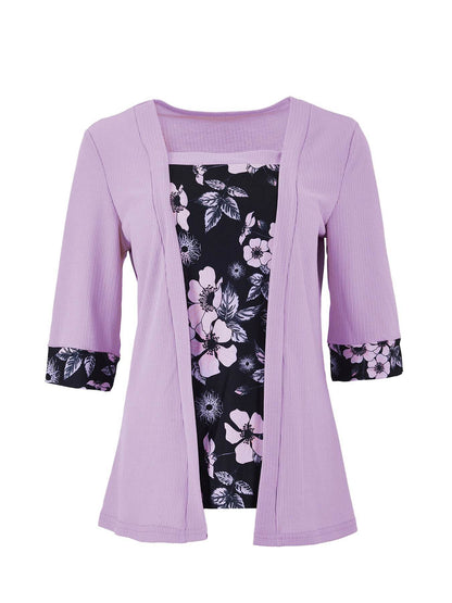 Women's Printed Two-Piece Half Sleeve T-Shirt - Stylish Comfort Top - Buy Center US