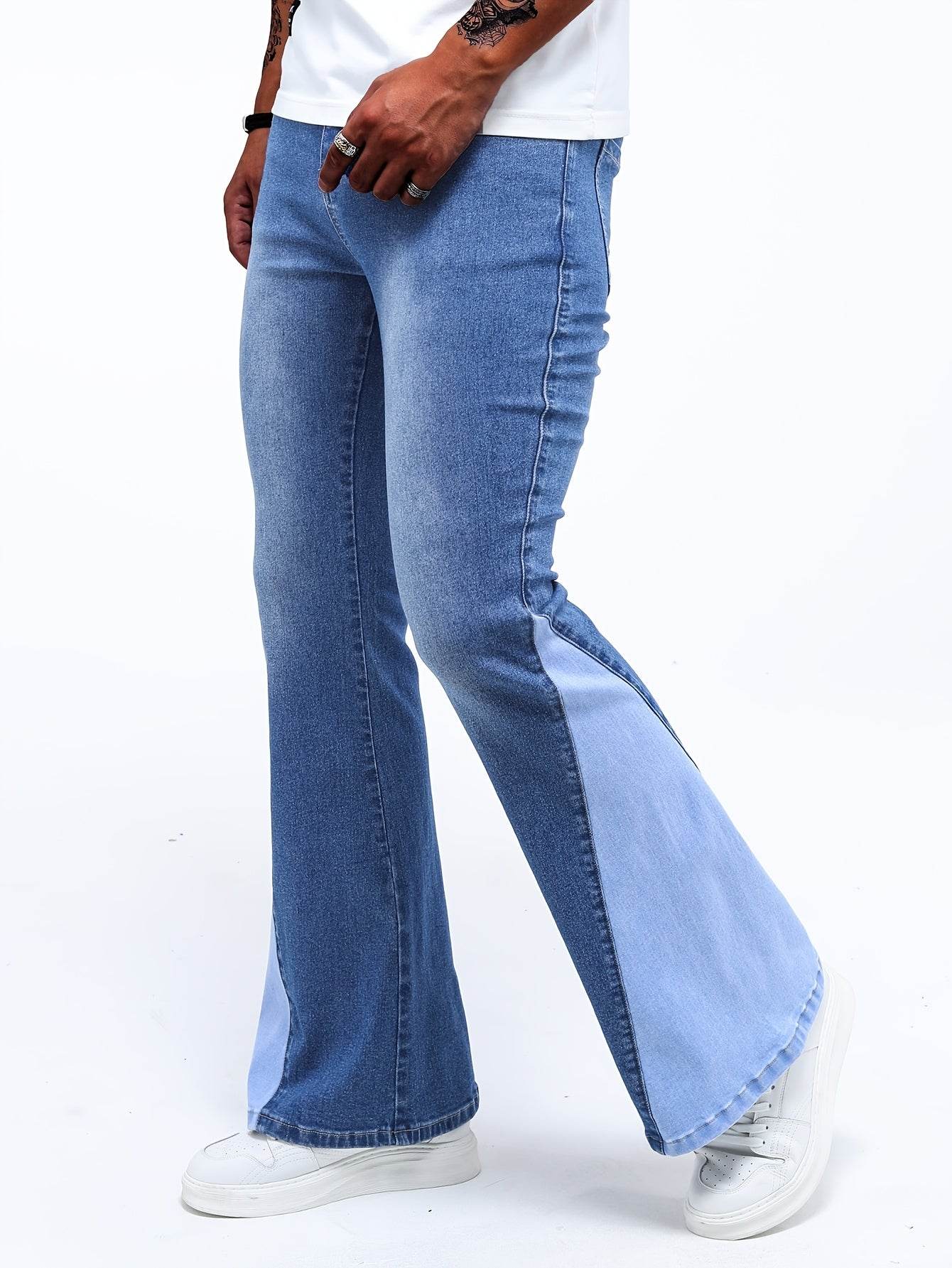 Men’s Classic Stretch Flare Jeans - Slim Fit Denim, Solid Washed Design - Buy Center US