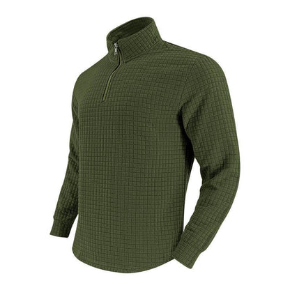 American Retro Men's Long Sleeve Sweater - Plaid Half-Zipper Design - Buy Center US