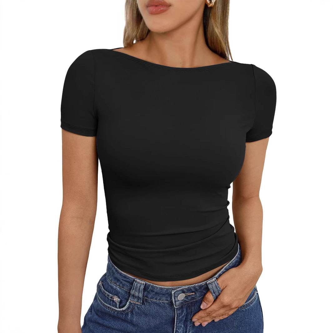 Slim Fit Round Neck Tops - Hot Girl Style for Going Out, Available in 4 Colors - Buy Center US