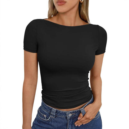 Slim Fit Round Neck Tops - Hot Girl Style for Going Out, Available in 4 Colors - Buy Center US