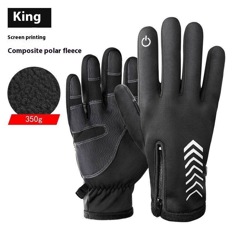 Buycenter Winter Leather Riding Gloves - Fleece-Lined, Windproof Design - Buy Center US