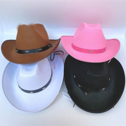 Western Five Nail Cowboy Hat for Kids & Adults - Flat Eaves, Sun Protection - Buy Center US