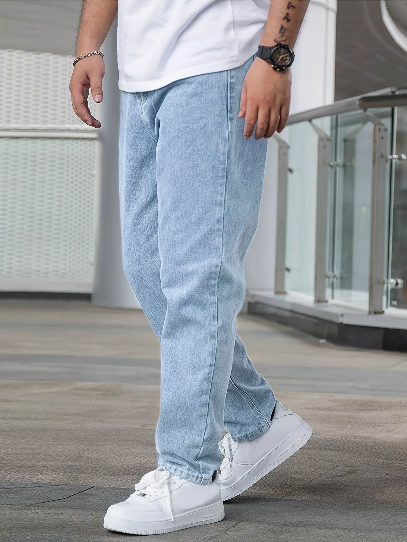 Loose Fit Men's Jeans - Cotton Blend, All-Season Basics for Adults - Buy Center US