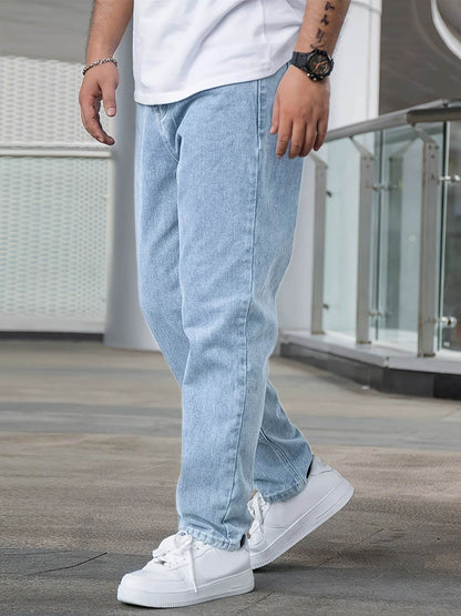Loose Fit Men's Jeans - Cotton Blend, All-Season Basics for Adults - Buy Center US