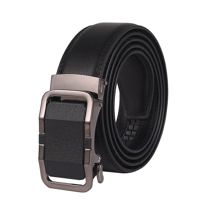 Buycenter Men's Leather Belt - Two-Layer Cowhide with Automatic Buckle - Buy Center US