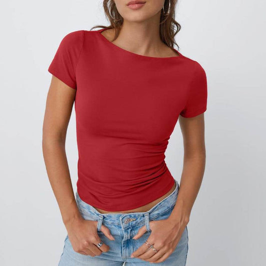 Slim Fit Round Neck Tops - Hot Girl Style for Going Out, Available in 4 Colors - Buy Center US