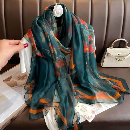 Elegant Long Silk Scarf - Mysterious Forest Design for Spring Fashion - Buy Center US