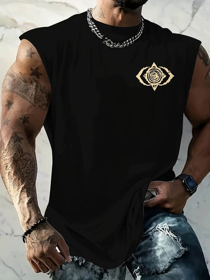 Men's Vintage Patterned Sleeveless Top - Casual Crew Neck Design - Buy Center US