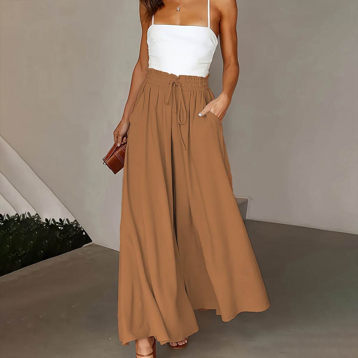 Casual High Waist Wide Leg Palazzo Pants - Effortless Elegance for All-Day Comfort - Buy Center US