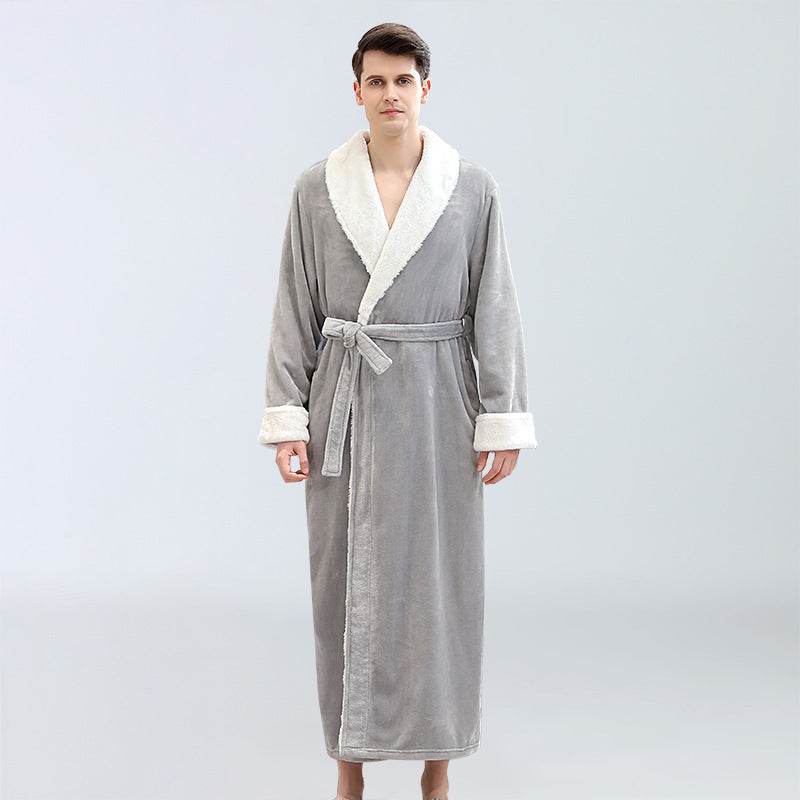 Buycenter Men's Plus Size Coral Fleece Bathrobe - Soft Full Length Pajamas - Buy Center US