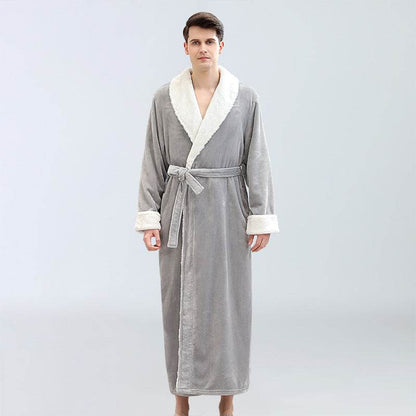 Buycenter Men's Plus Size Coral Fleece Bathrobe - Soft Full Length Pajamas - Buy Center US