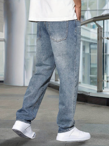 Men's Casual Stretch Denim Jeans - Light Blue, Relaxed Comfort Fit - Buy Center US