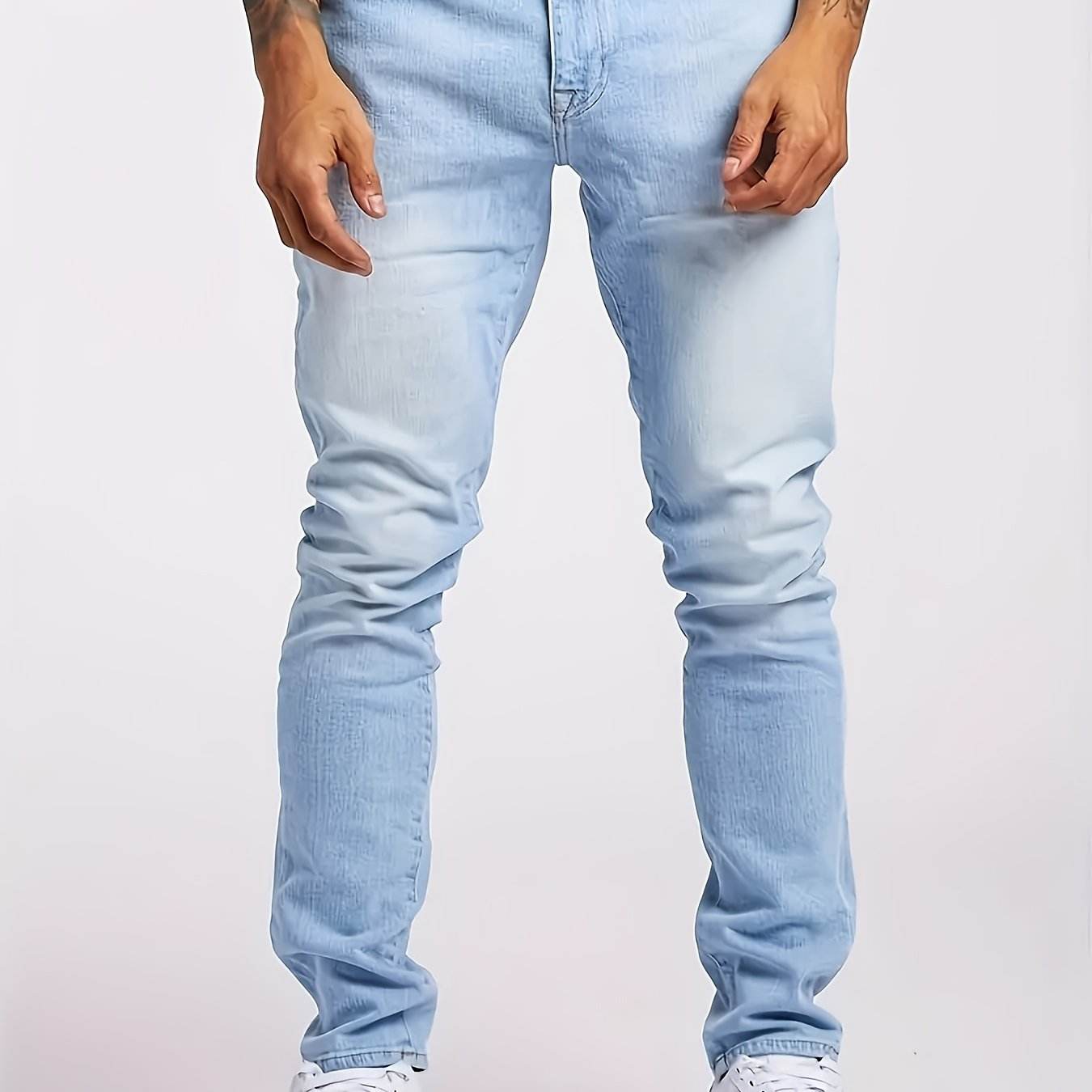2024 Men's Skinny Fit Jeans - Casual All-Season Denim, Medium Stretch - Buy Center US