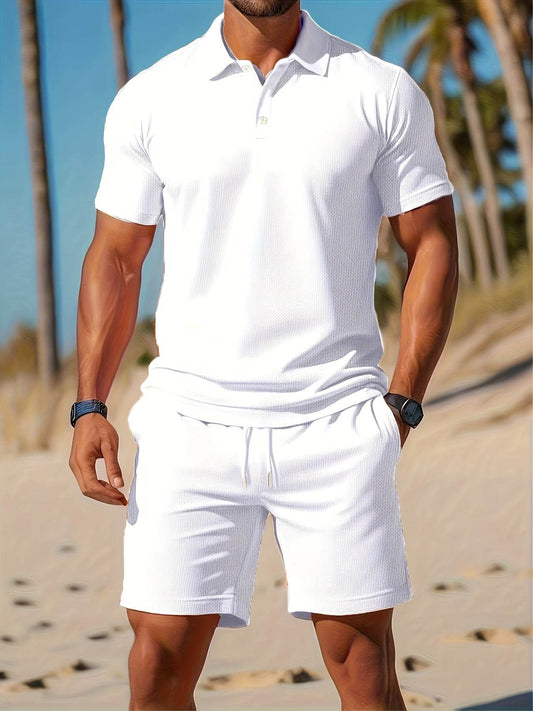 Men's Casual Summer Polo & Shorts Set - Breathable Quick-Dry Fabric - Buy Center US