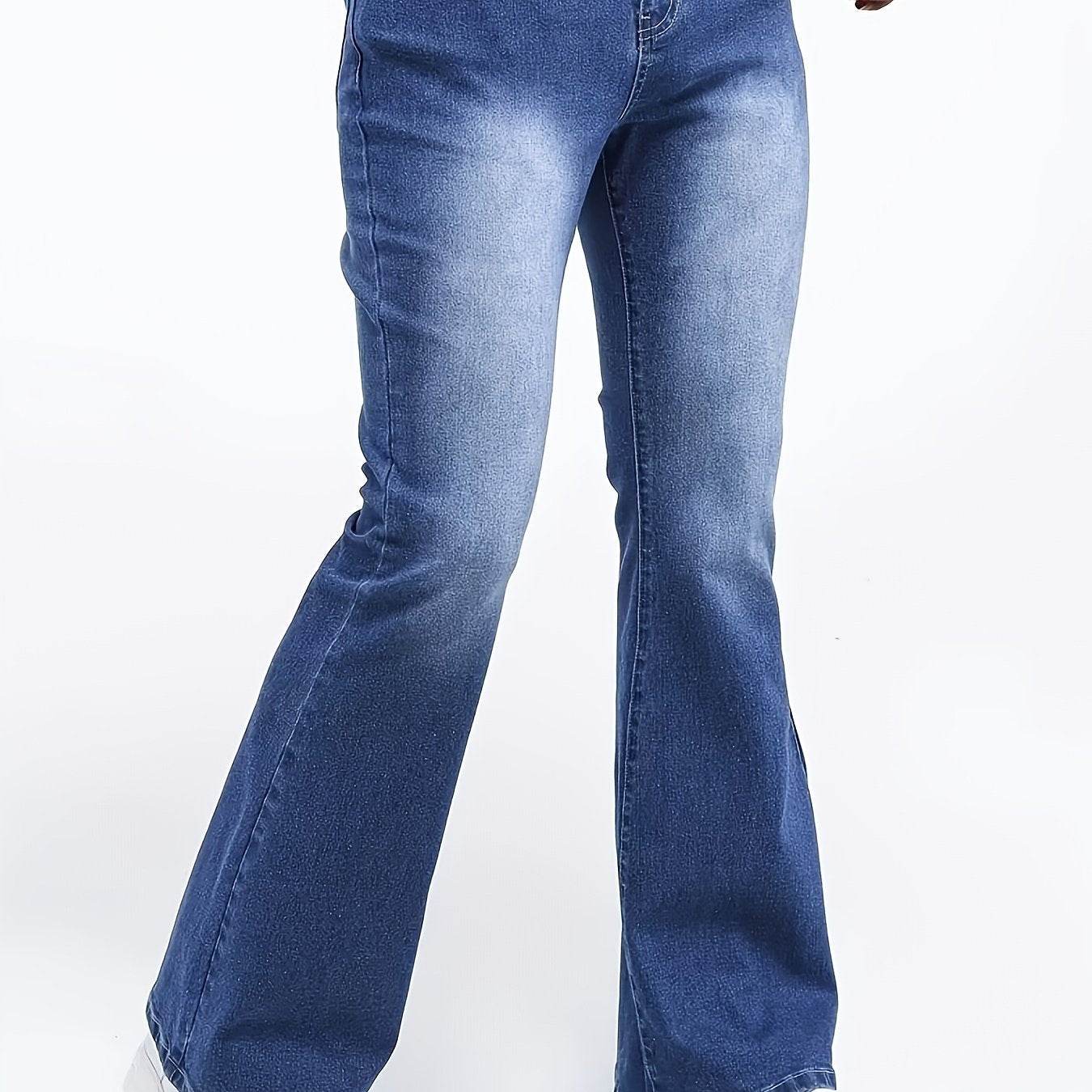 Men's Stretch Denim Flare Jeans - Casual Mid-Rise Comfort Fit Blue - Buy Center US