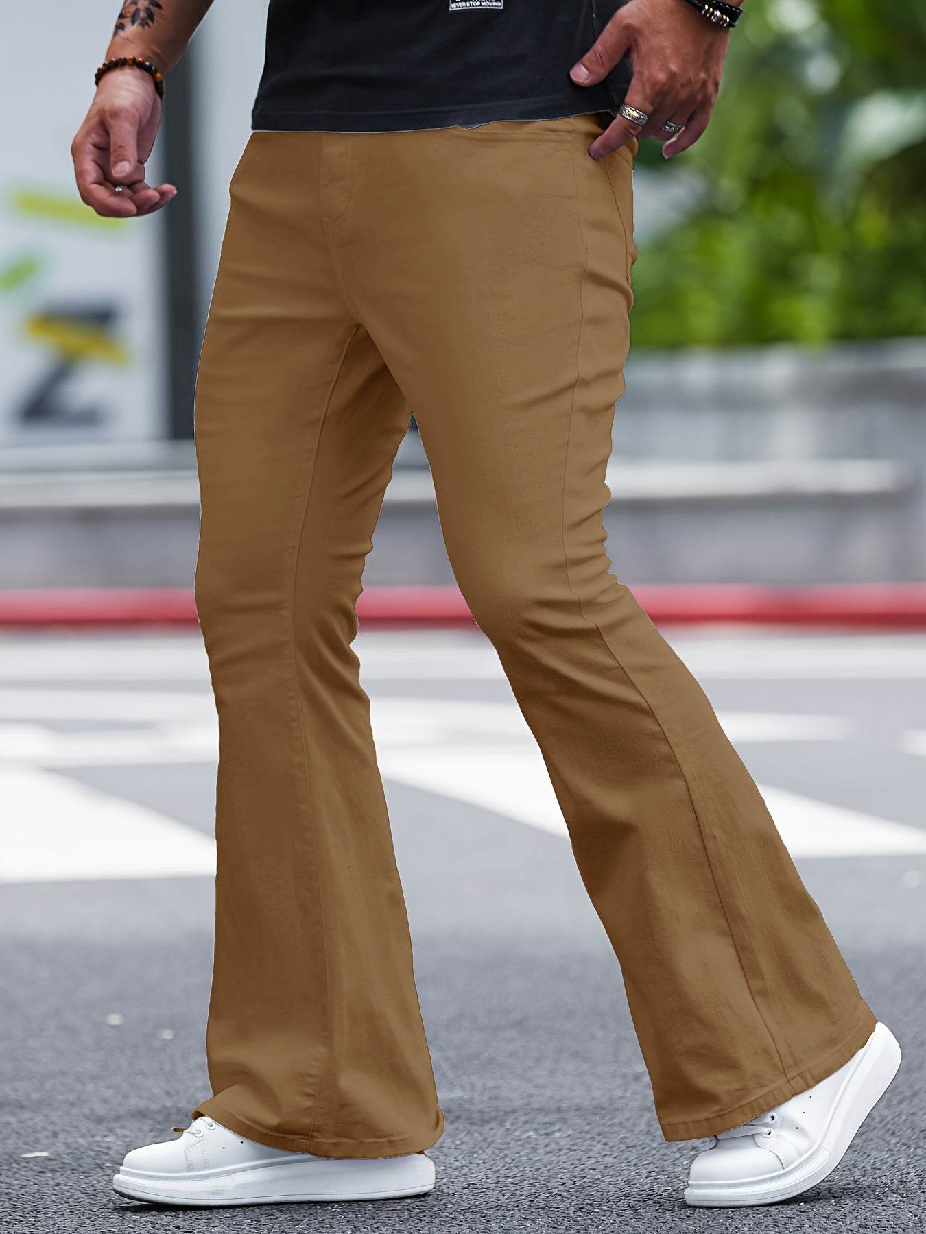 Men's Slim-Fit Solid Denim Pants - Casual Cotton Jeans for Outdoor Use - Buy Center US