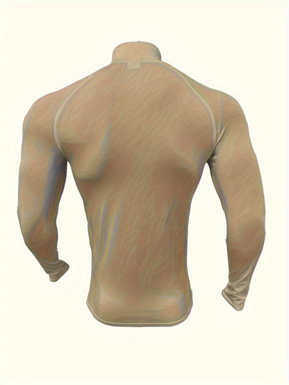 Men's White Sporty Zip-Up Shirt - Tight-Fit Stretch Fabric for Gym - Buy Center US