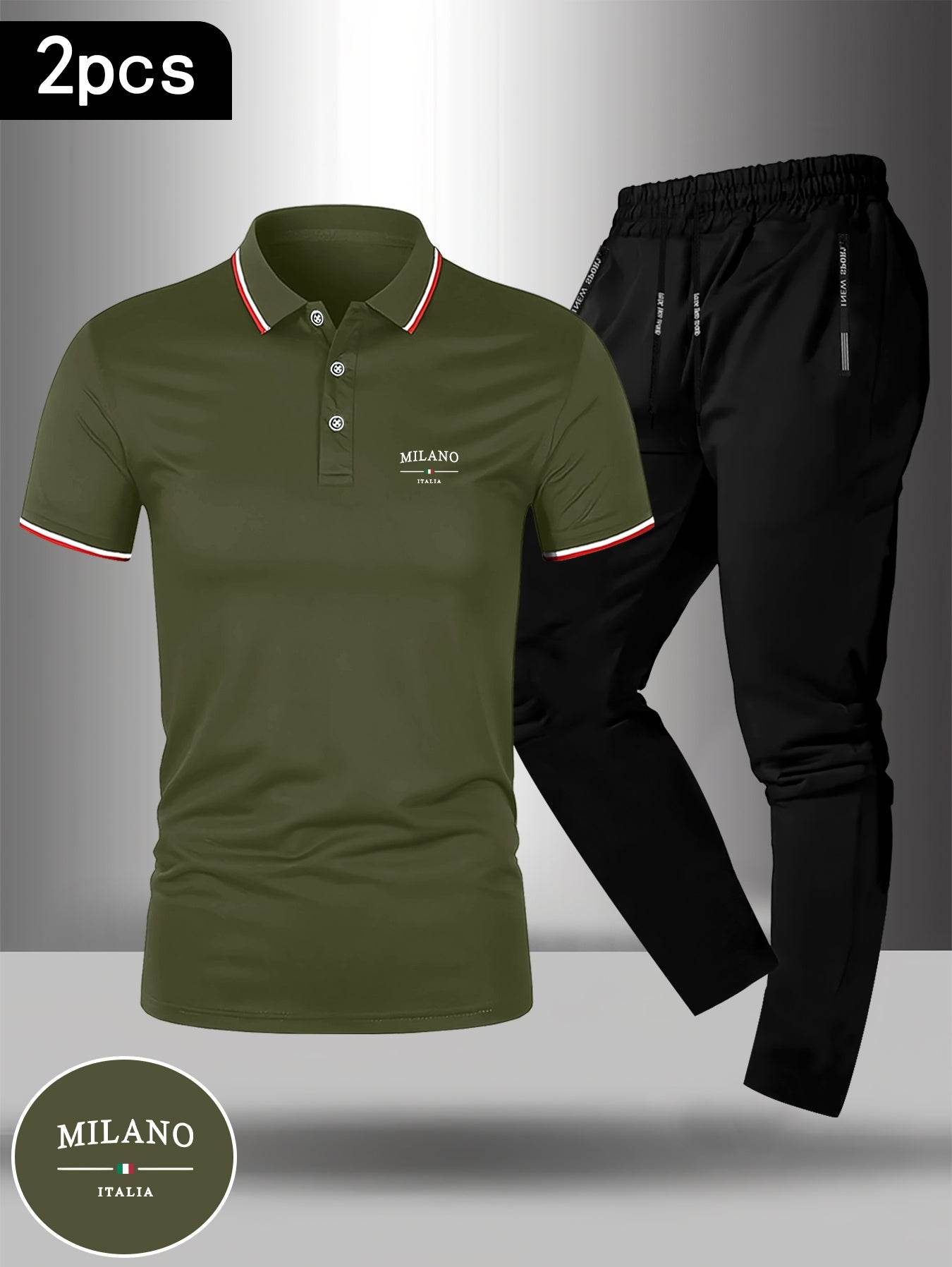 Men's Milano Print Polo Shirt & Pants Set - Casual Summer Fashion - Buy Center US
