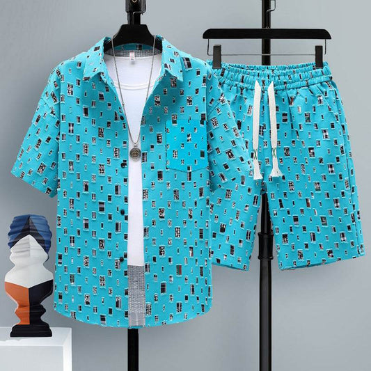 Buycenter Men's Short-Sleeved Sports Suit - Cool Two-Piece Set for Teens - Buy Center US