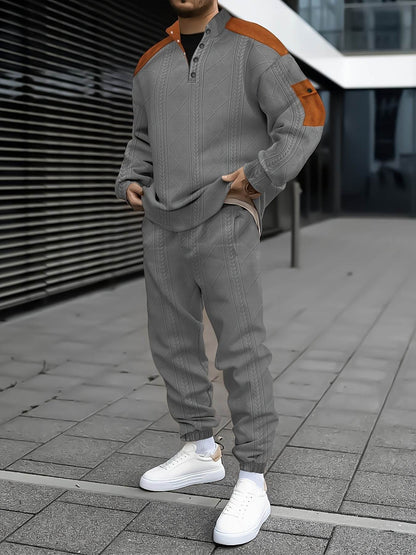 Men's Casual Sports Suit - Color Block Design, Comfortable & Breathable Fabric - Buy Center US