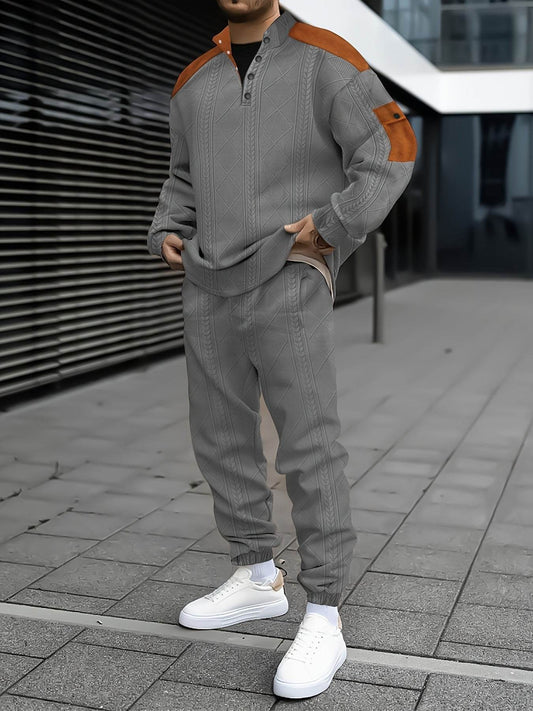 Men's Casual Sports Suit - Color Block Design, Comfortable & Breathable Fabric - Buy Center US