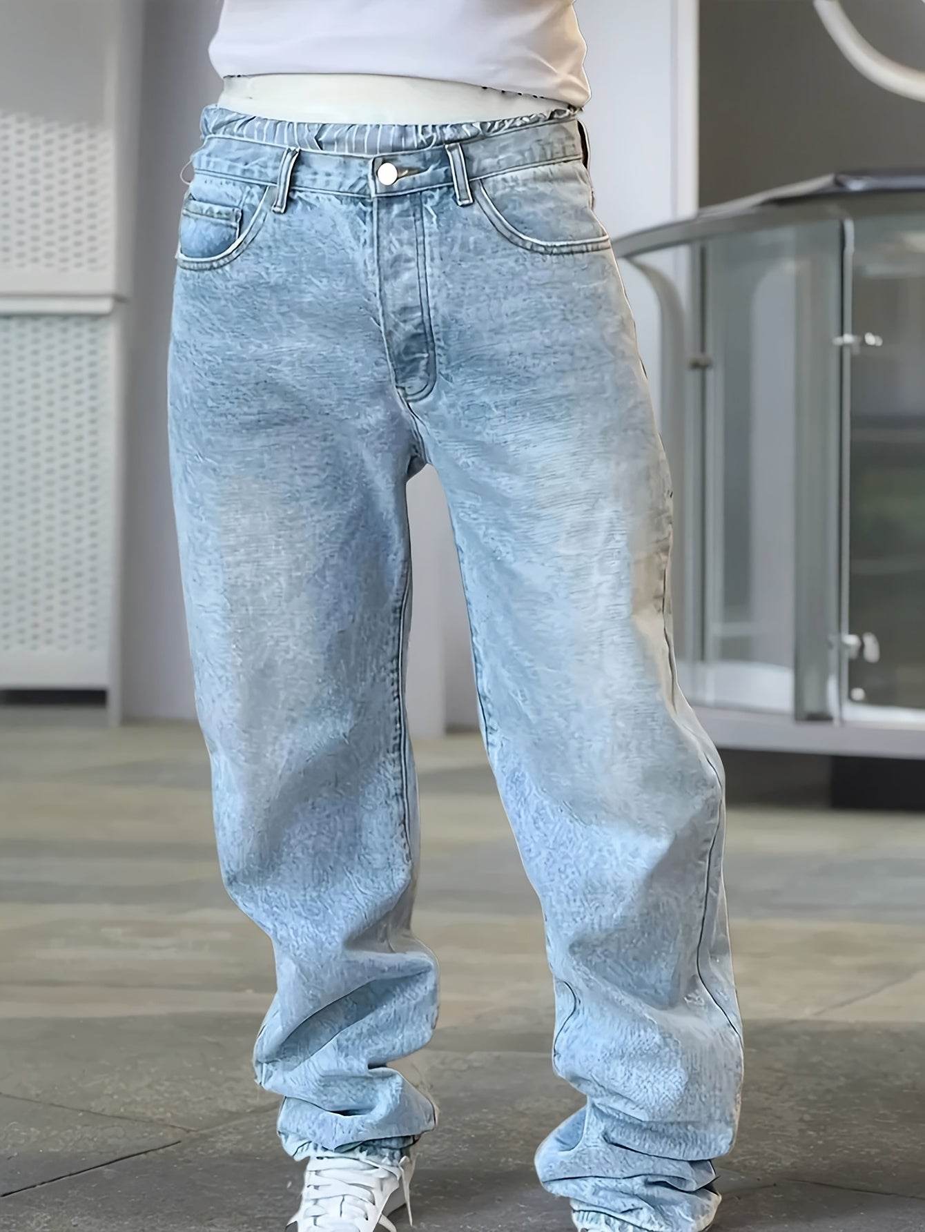 Classic Fit Cotton Blend Denim Jeans - Casual Street Style for Men - Buy Center US