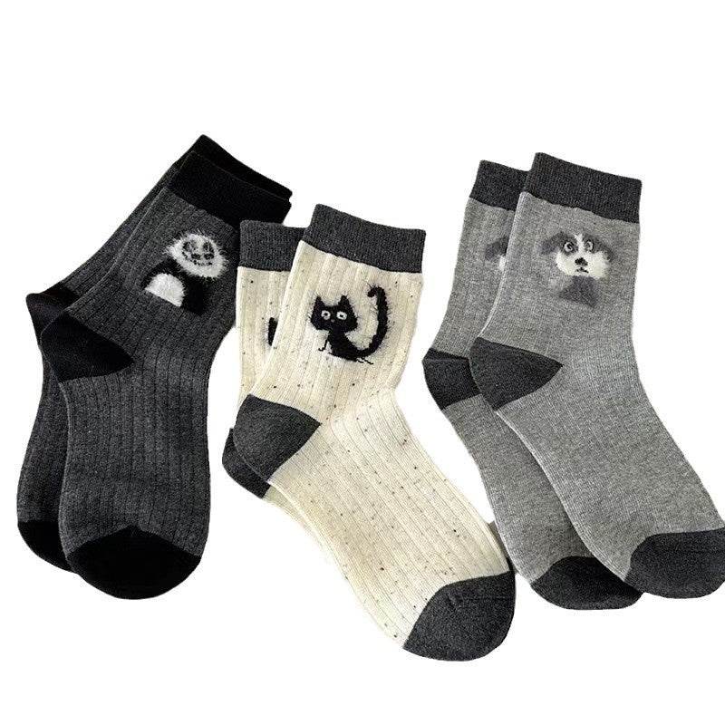 Cute Cartoon NEPs Yarn Socks - Plush Mid Tube Stockings for Women - Buy Center US