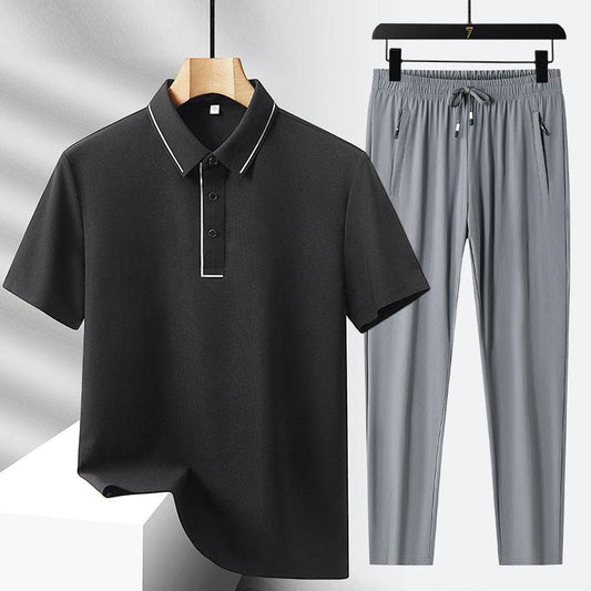 Buycenter Men's Light Luxury Polo Shirt & Trousers Sports Leisure Suit - Buy Center US