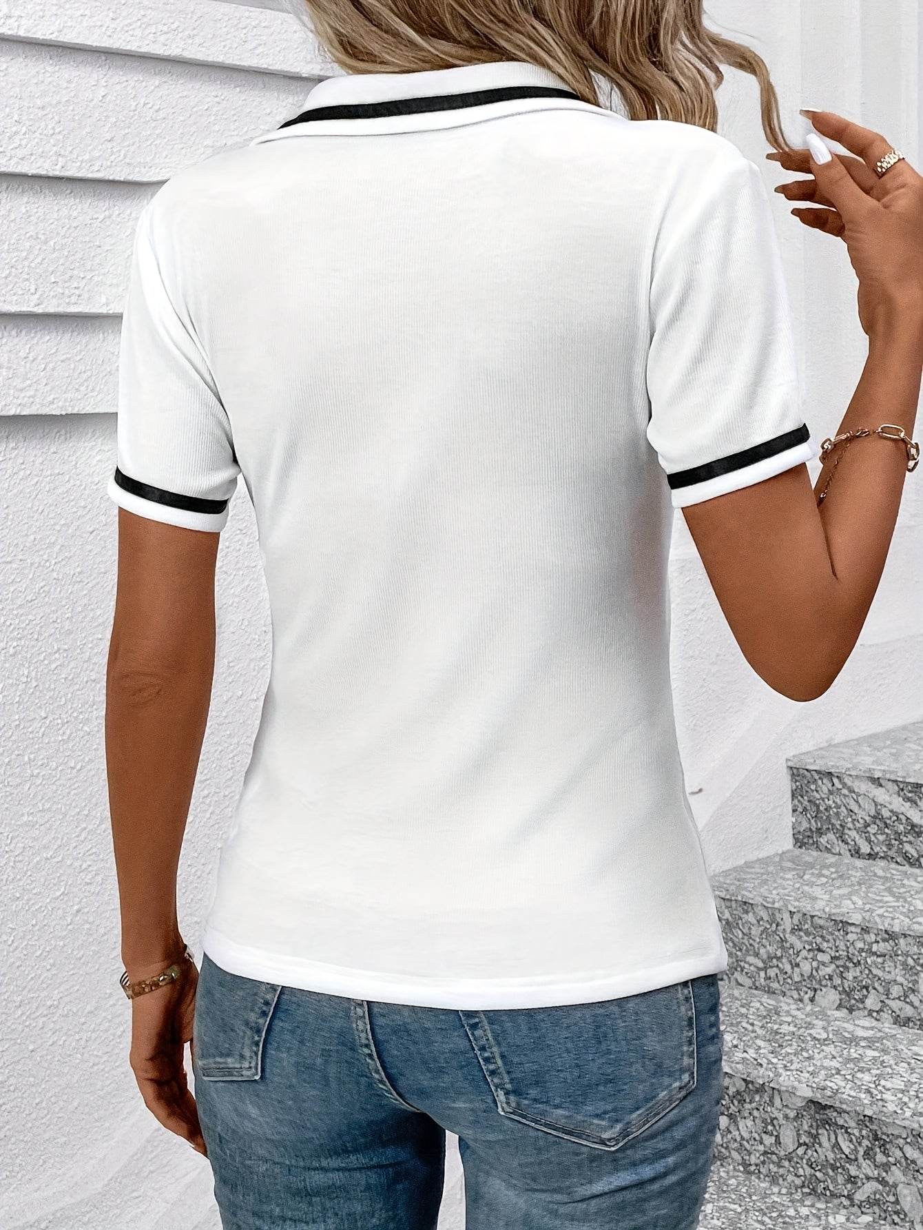 Chic Black Shirt White Accents Versatile Style - Buy Center US
