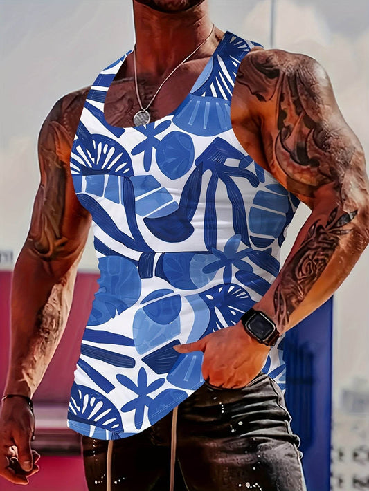 MBD Men's Stylish Lion Print Tank Top - Casual Sleeveless Summer Wear - Buy Center US