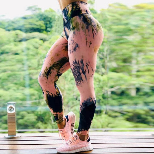 Ink Pattern High Waist Yoga Leggings - Stylish & Comfortable for All Sports - Buy Center US