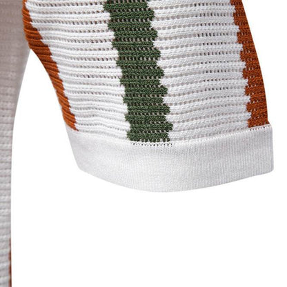 Men's Summer Polo Shirt - Breathable Knitting, Short Sleeve Stripes - Buy Center US