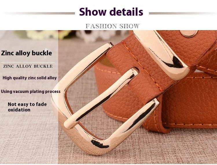 Women's Alloy Buckle Pant Belt - Stylish Imitation Leather in Multiple Colors - Buy Center US