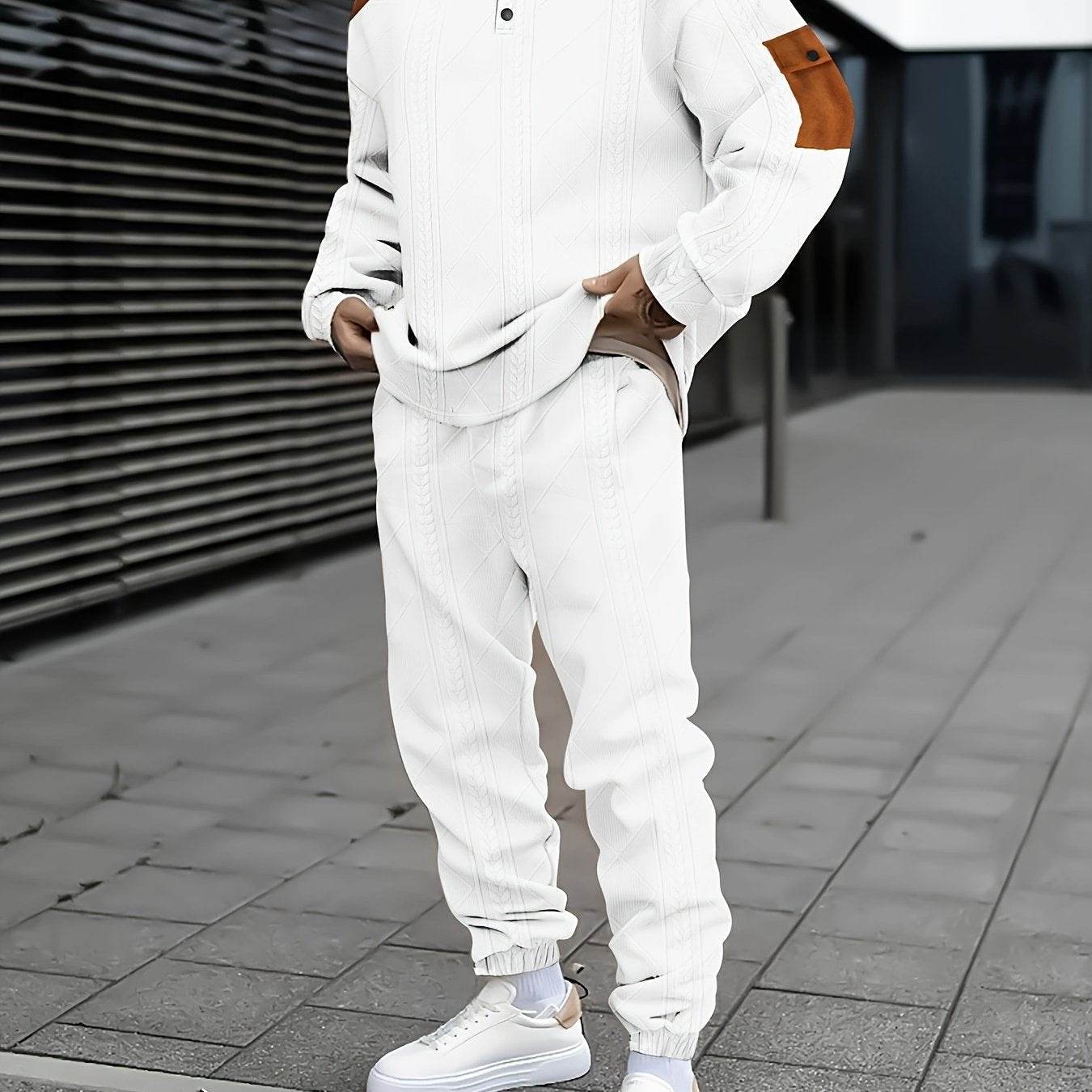 Men's Casual Sports Suit - Color Block Design, Comfortable & Breathable Fabric - Buy Center US