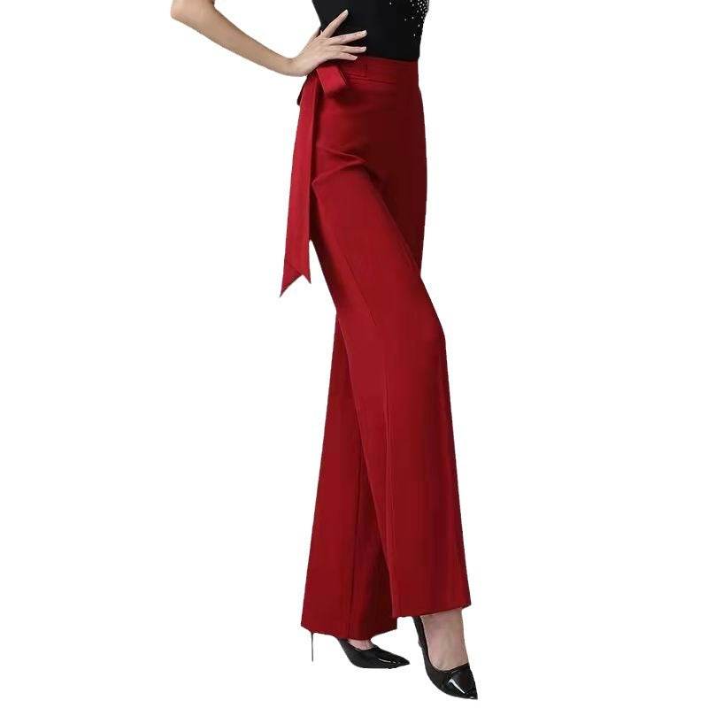 Women's Wide Leg Pants - High Waist Solid Color Draping Design - Buy Center US