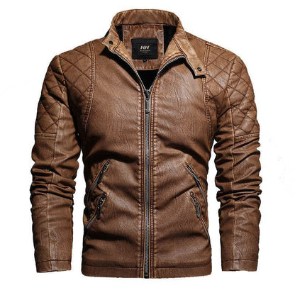 Buycenter Slim PU Leather Jacket with Plus Velvet Lining - Stylish & Comfortable - Buy Center US