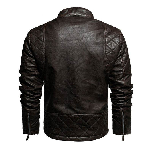 Buycenter Slim PU Leather Jacket with Plus Velvet Lining - Stylish & Comfortable - Buy Center US
