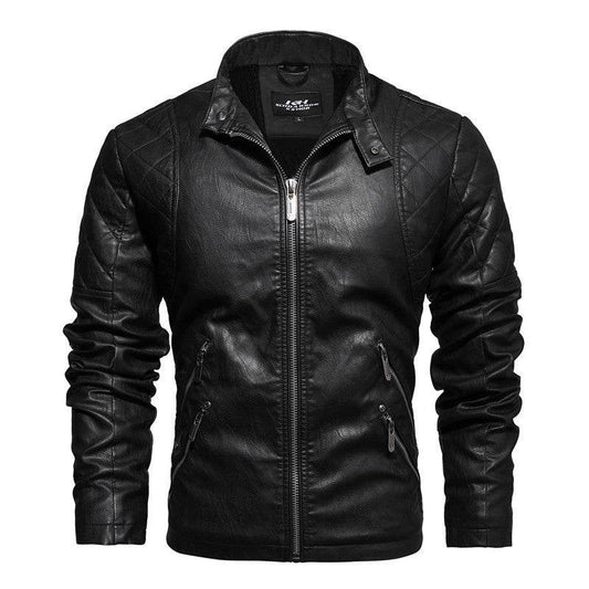 Buycenter Slim PU Leather Jacket with Plus Velvet Lining - Stylish & Comfortable - Buy Center US