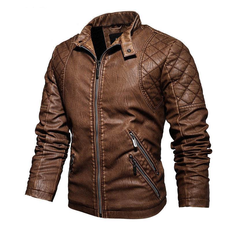 Buycenter Slim PU Leather Jacket with Plus Velvet Lining - Stylish & Comfortable - Buy Center US